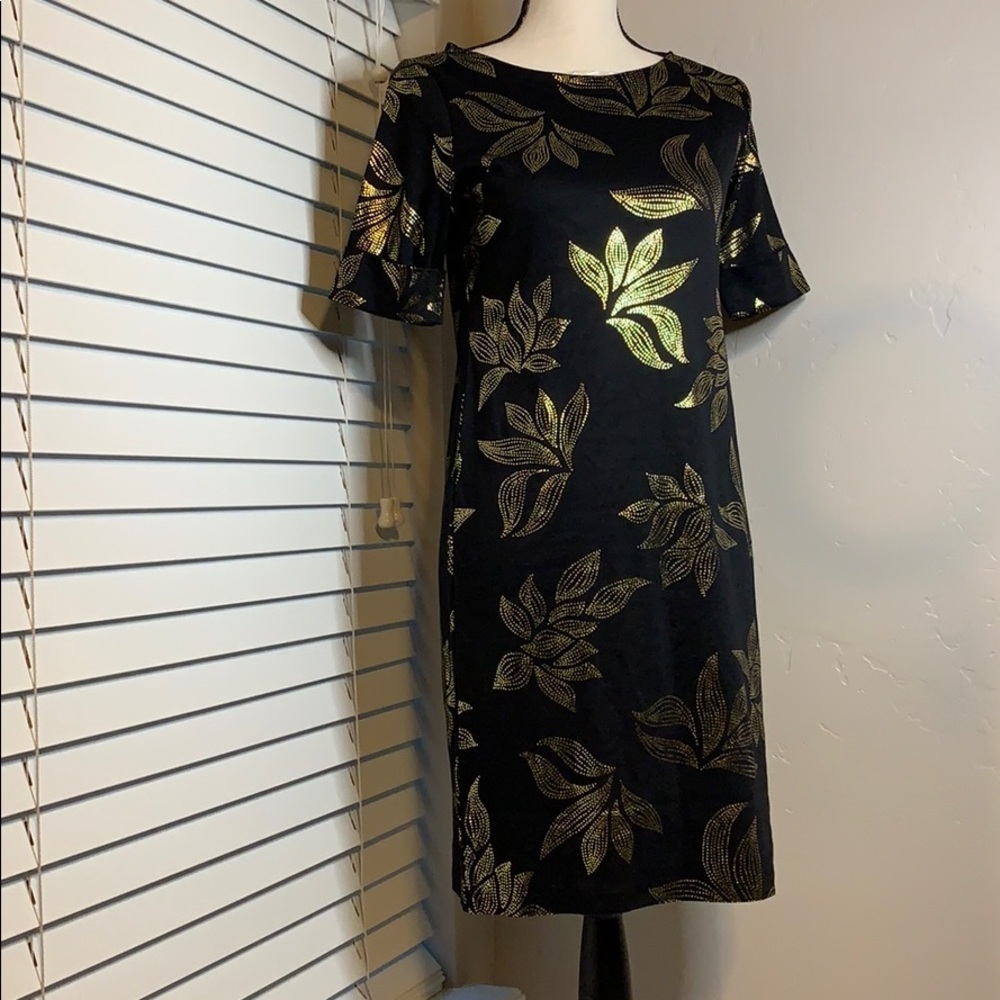 Karen Scott Metallic Black Tee Shirt Dress